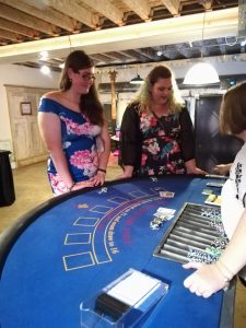 Wedding guests at a blackjack table