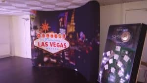 Las Vegas themed backdrop set up at an event