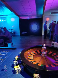 Roulette table at a James Bond themed party