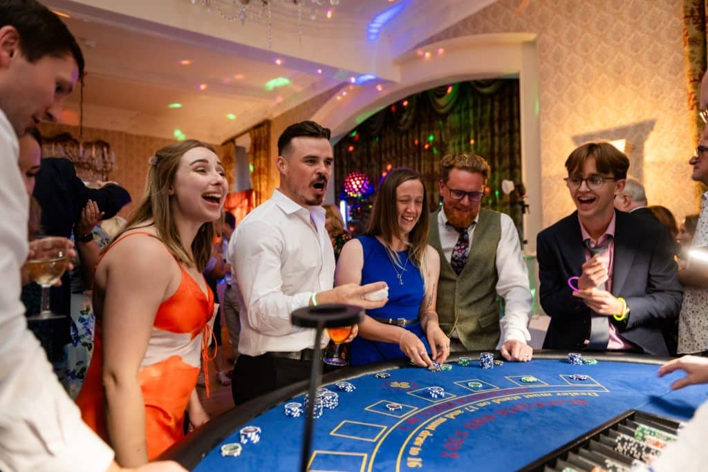 Blackjack players enjoying themselves. 