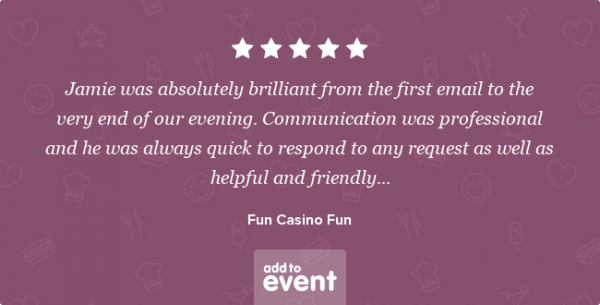 Five star review of Fun Casino Fun from Add to Event