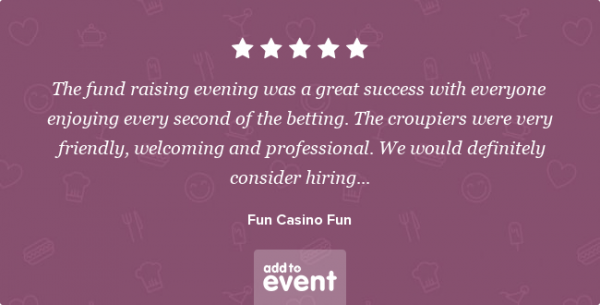 Five star review of a fundraising casino night from Add to Event