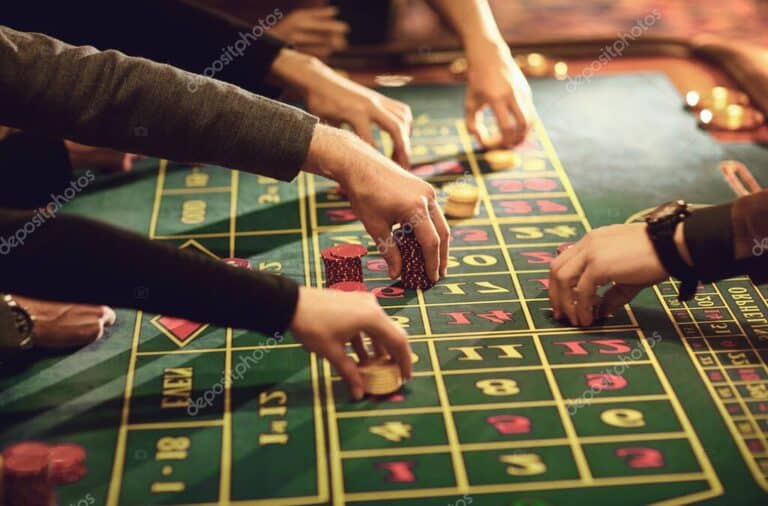 Gambling Betting. Roulette table. Casino.