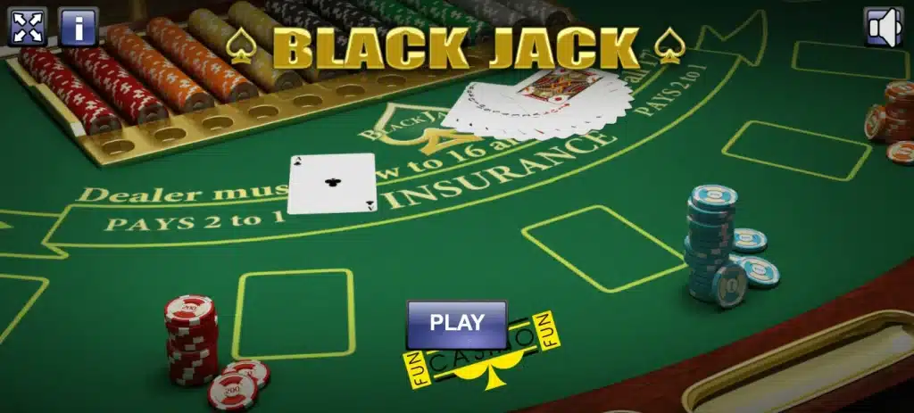 Blackjack online game start screen